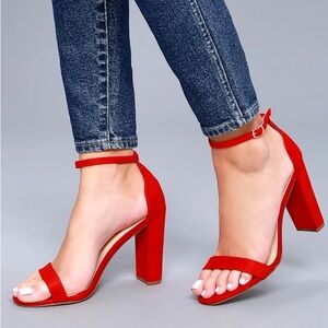 Taylor Red Ankle Strap Heels